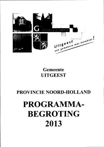 Programmabegroting 2013 - Gemeente Uitgeest