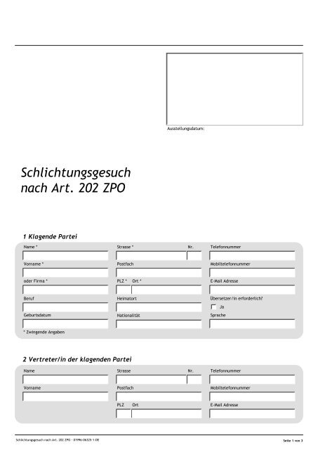 Formular Schlichtungsgesuch