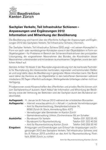 Kurier Nr. 1 vom 10.01.2013 - Uitikon-Waldegg