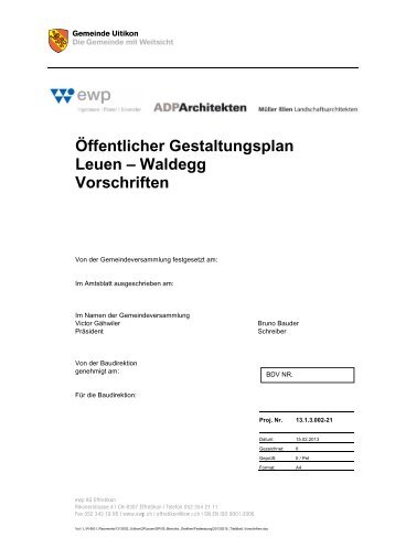 Gestaltungsplanvorschriften - Uitikon-Waldegg