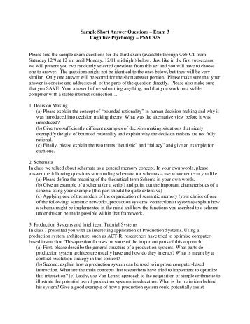 Sample Essay Questions Cognitive Psychology
