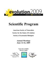 Evolution 2009 Program - Multiple Choices - University of Idaho