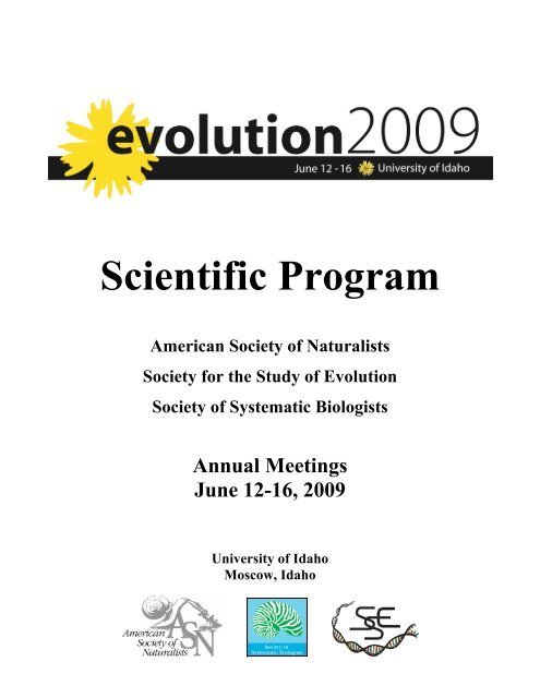 Evolution 2009 Program - Multiple Choices - University of Idaho