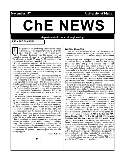 ChE News 1997 - University of Idaho