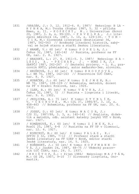 BIBLIOGRAFIE ÄESKÃ LINGVISTIKY 1987 - Ãstav pro jazyk ÄeskÃ½