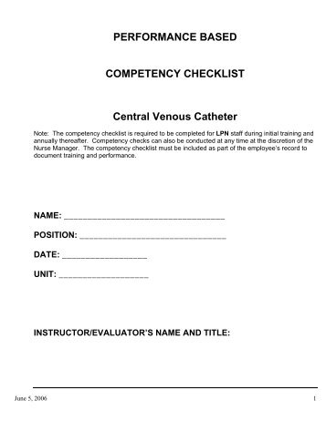 Licensed Practice Nurse (LPN) Competency Checklist