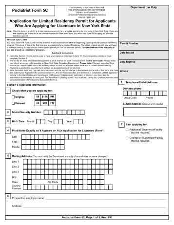 Office Of The Professions Office Of The Professions Podiatry Form 5C - Office of the Professions - New York State