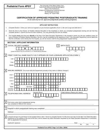 Office Of The Professions Form 4pgy - Office of the Professions - New York State Education .