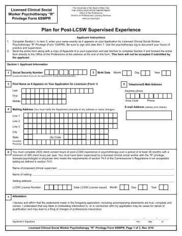 Office Of The Professions Office Of The Professions Form 6SWPR - Office of the Professions - New York State Education
