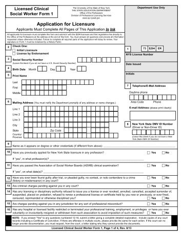 Licensed Clinical Social Worker Form 1 - Office of the Professions ...