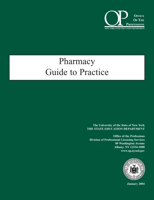 Pharmacy Guide To Practice - Office of the Professions - New York ...