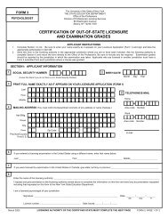 Certification of Out of State Licensure and Examination Grades