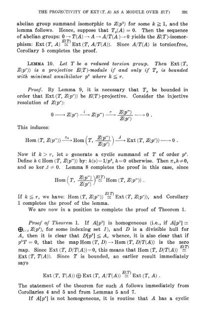 The projectivity of Ext(T,A) as a module over E(T) - MSP