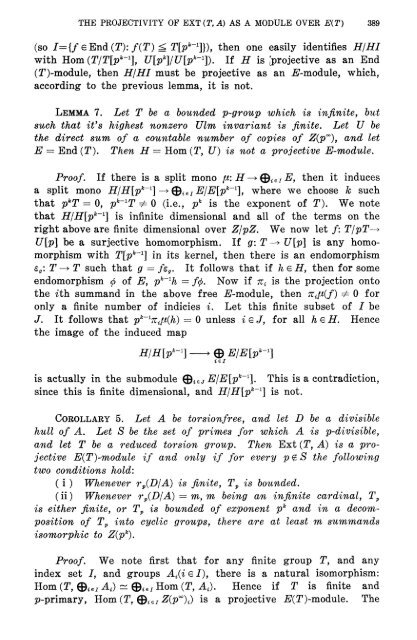 The projectivity of Ext(T,A) as a module over E(T) - MSP