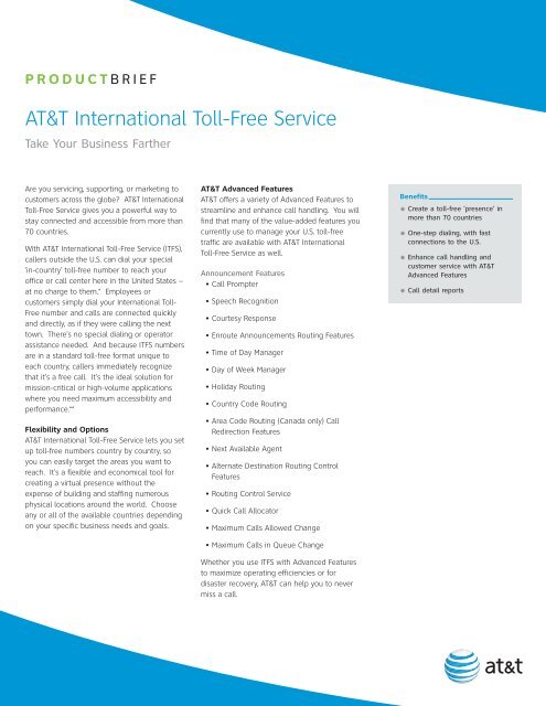 AT&T International Toll-Free Service