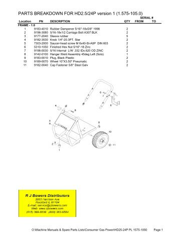 PARTS BREAKDOWN FOR HD2.5/24P version 1 (1.575-105.0)