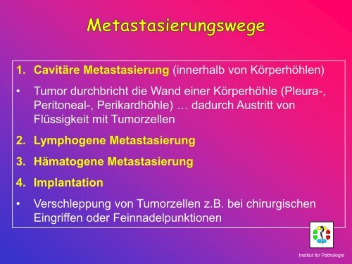 Allgemeine Pathologie Schnittkurs AP8 Metastasen