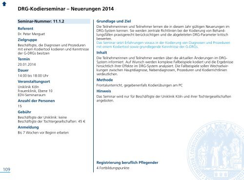 Fort- und Weiterbildungsprogramm 2014 - Uniklinik Köln