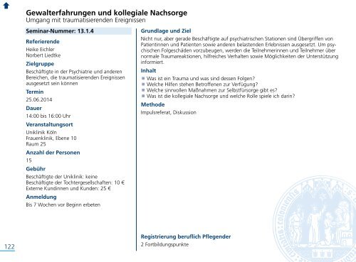 Fort- und Weiterbildungsprogramm 2014 - Uniklinik Köln