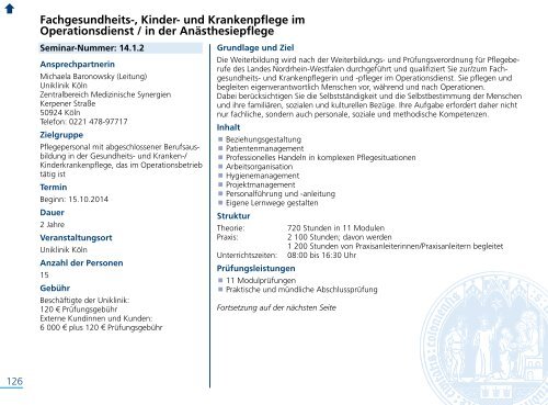 Fort- und Weiterbildungsprogramm 2014 - Uniklinik Köln