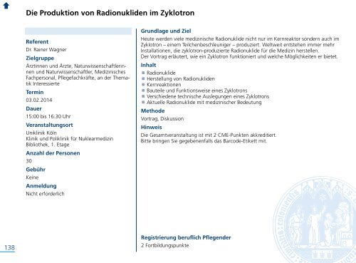 Fort- und Weiterbildungsprogramm 2014 - Uniklinik Köln