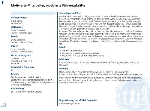 Fort- und Weiterbildungsprogramm 2014 - Uniklinik Köln