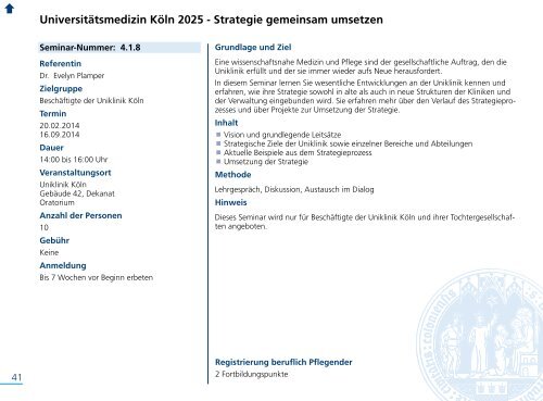 Fort- und Weiterbildungsprogramm 2014 - Uniklinik Köln