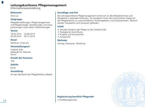 Fort- und Weiterbildungsprogramm 2014 - Uniklinik Köln