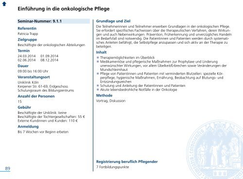 Fort- und Weiterbildungsprogramm 2014 - Uniklinik Köln