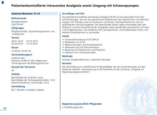 Fort- und Weiterbildungsprogramm 2014 - Uniklinik Köln