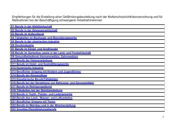 Empfehlungen für die Erstellung einer Gefährdungsbeurteilung ...