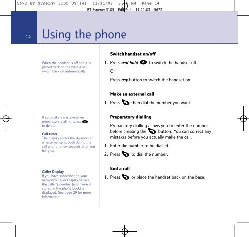 BT Synergy 3105 - Cordless Phones