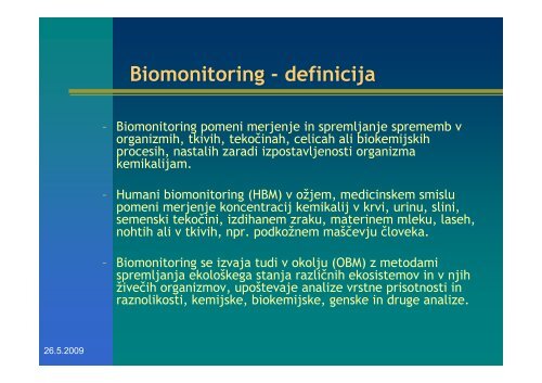 Vloga biomonitoringa pri ugotavljanju vplivov okolja na zdravje ...