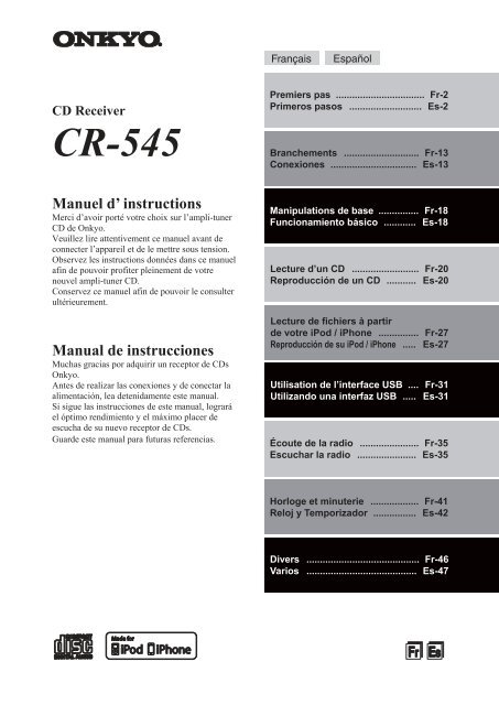 CR-545 Manuel d' instructions - Onkyo