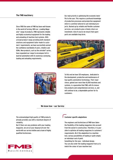 PRODUCT CATALOGUE - FMB Maschinenbau Gmbh und Co. KG