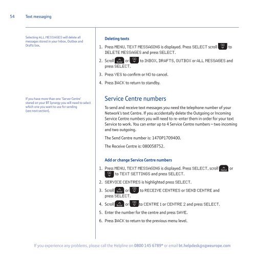 BT Synergy 5500 User Guide - Telephones Online