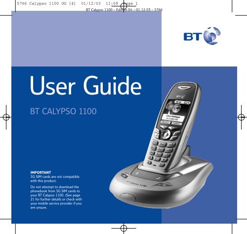 BT Calypso 1100 User Guide - UkCordless