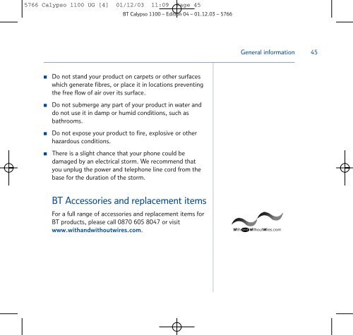 BT Calypso 1100 User Guide - UkCordless