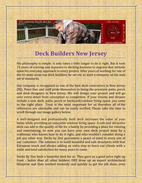 Deck Builders New Jersey