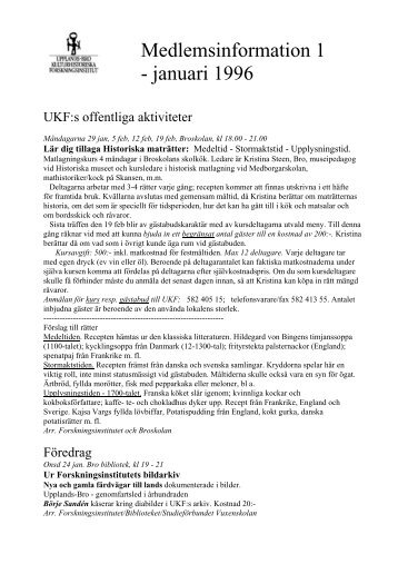 Medlemsinformation 1 - januari 1996