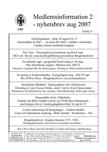 2007:2 - Upplands-Bro Kulturhistoriska Forskningsinstitut