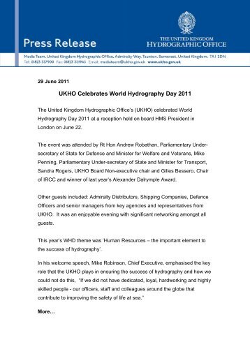 UKHO Celebrates World Hydrography Day 2011 - United Kingdom ...