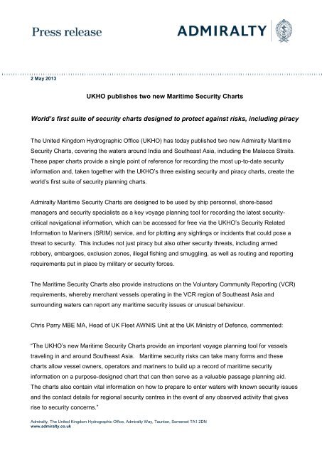 UKHO publishes two new Maritime Security Charts - United ...