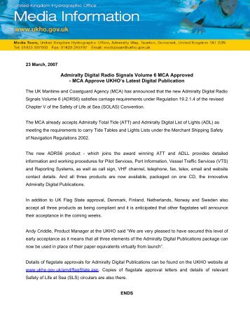 Admiralty Digital Radio Signals Volume 6 MCA Approved - MCA ...