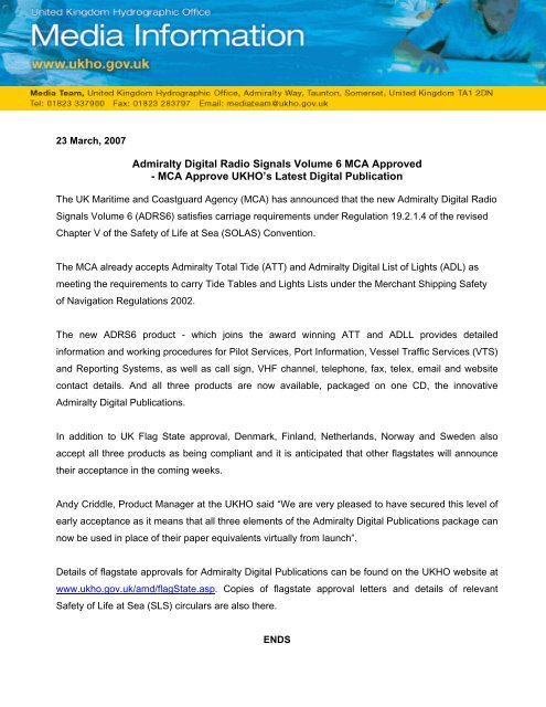 Admiralty Digital Radio Signals Volume 6 MCA Approved - MCA ...
