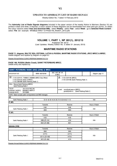 Admiralty Notices to Mariners - United Kingdom Hydrographic Office