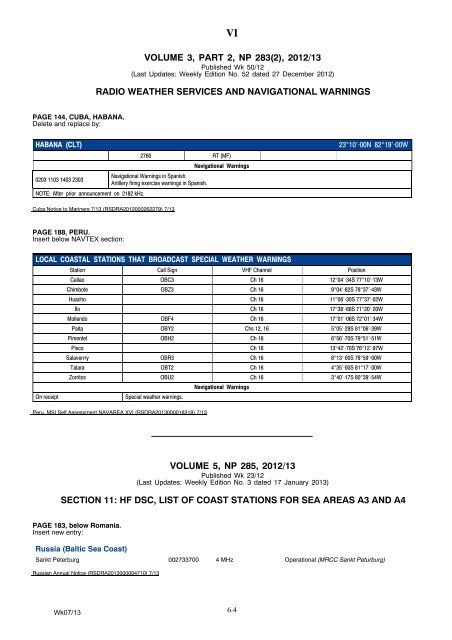 Admiralty Notices to Mariners - United Kingdom Hydrographic Office