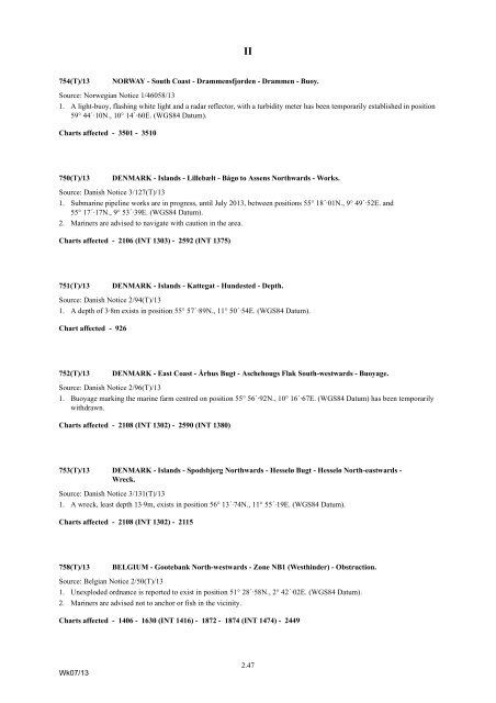 Admiralty Notices to Mariners - United Kingdom Hydrographic Office