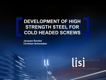 development of high strength steel for cold headed screws
