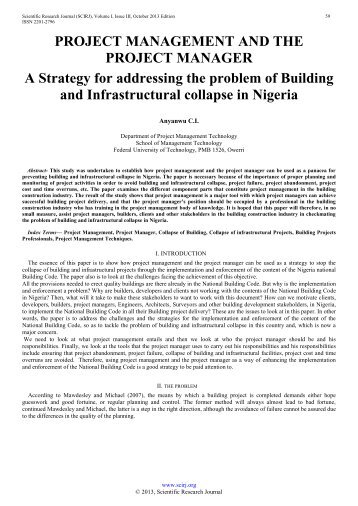 A Strategy for addressing the problem of Building and Infrastructural collapse in Nigeria 